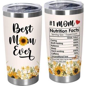 Mothers Day Gifts for Mom - #1 Nutrition Facts Sunflower Stainless Steel Tumbler